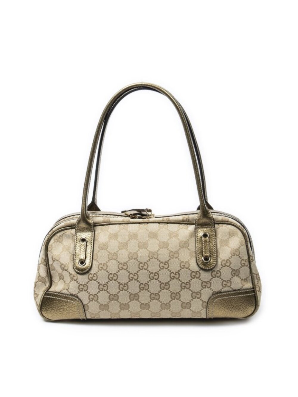 Gucci Princi Boston Beige Gold GG Canvas Messenger Bag - Picture 5 of 10